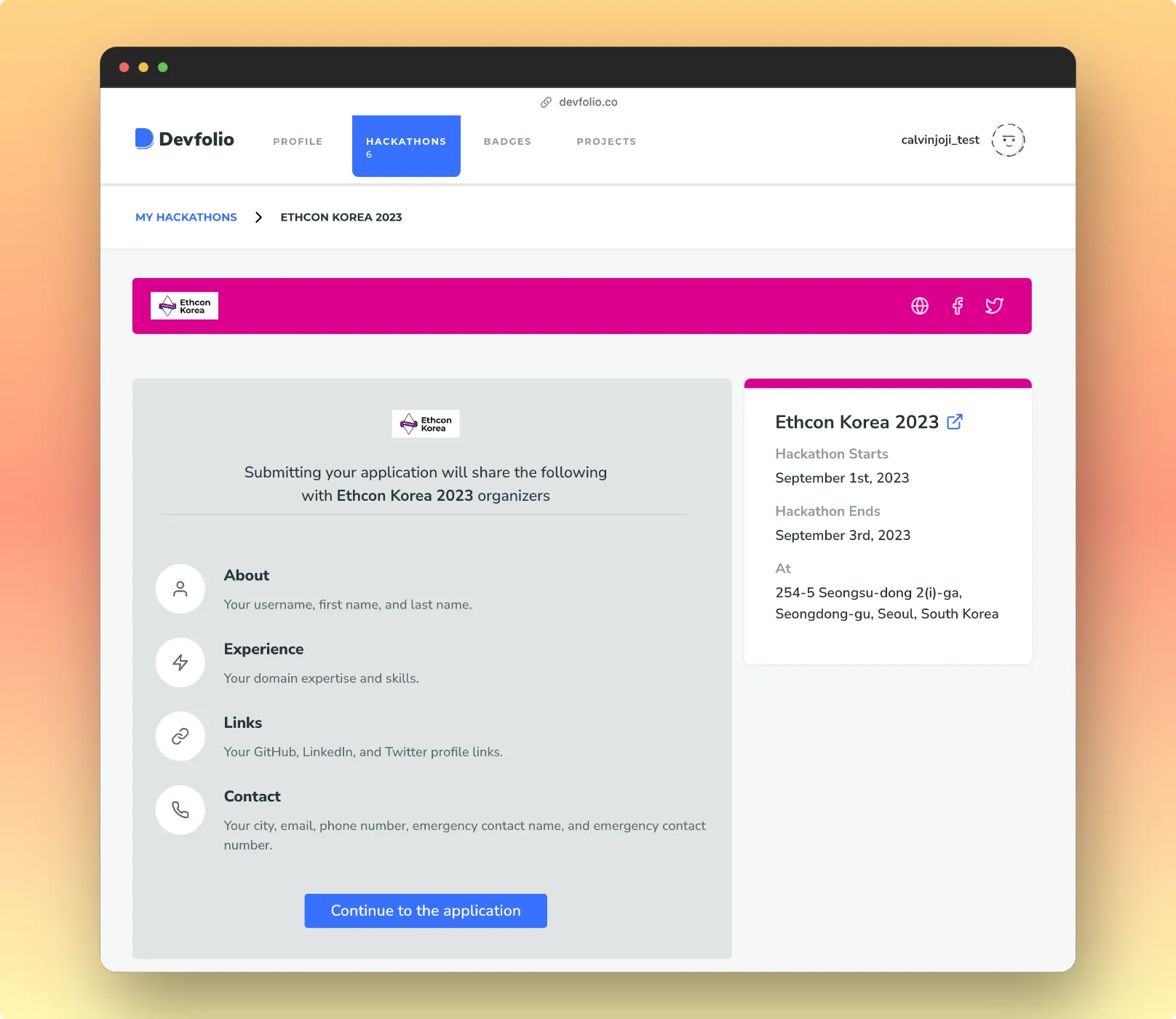 Hacker Application View